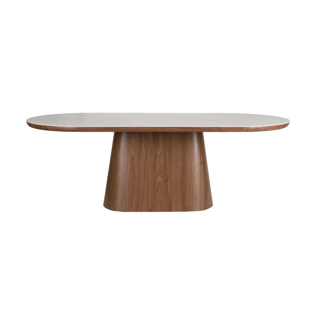 White Label Living Eettafel Almira Oval 180x90cm Walnoot Marmer - KwaliteitWonen.nl