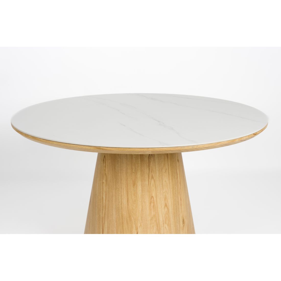 White Label Living Eettafel Almira Rond 115cm Eiken Marmer - KwaliteitWonen.nl