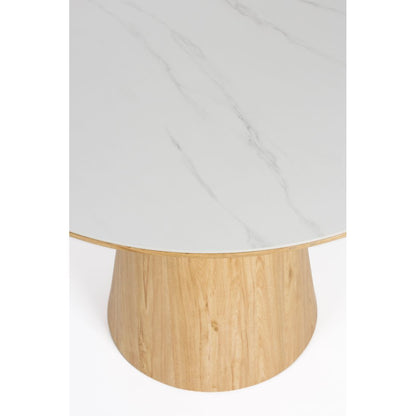 White Label Living Eettafel Almira Rond 115cm Eiken Marmer - KwaliteitWonen.nl