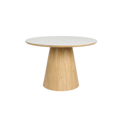 White Label Living Eettafel Almira Rond 115cm Eiken Marmer - KwaliteitWonen.nl