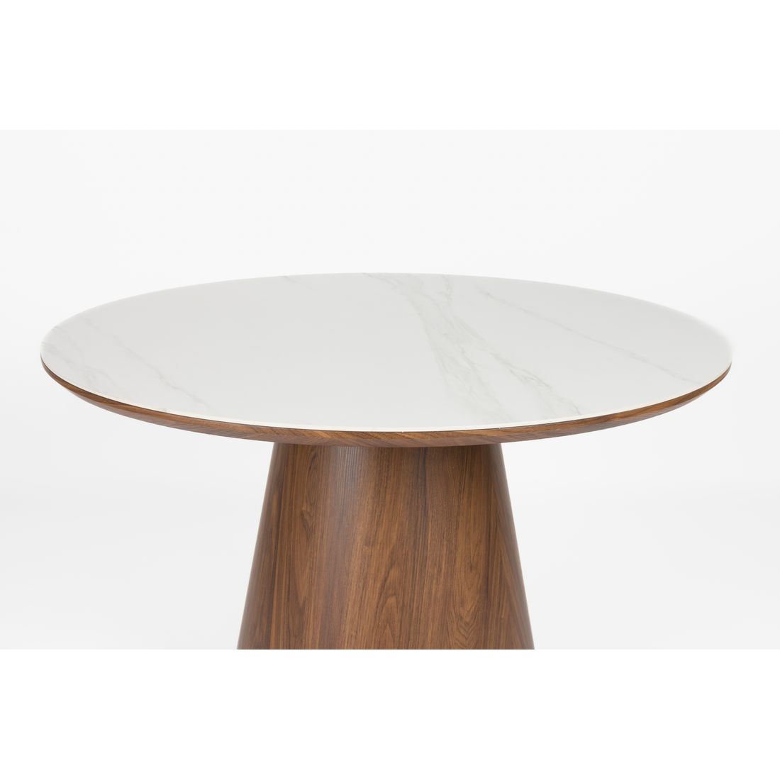 White Label Living Eettafel Almira Rond 115cm Walnoot Marmer - KwaliteitWonen.nl
