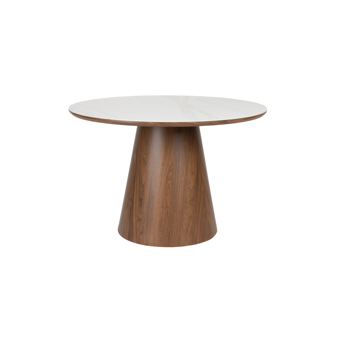 White Label Living Eettafel Almira Rond 115cm Walnoot Marmer - KwaliteitWonen.nl