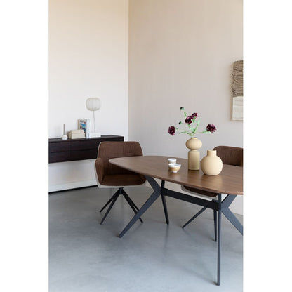 White Label Living Eettafel Chase Organisch 180x90cm Walnoot - KwaliteitWonen.nl
