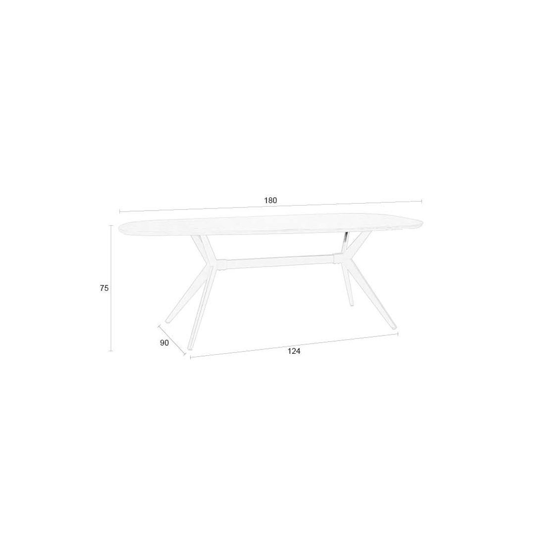 White Label Living Eettafel Chase Organisch 180x90cm Walnoot - KwaliteitWonen.nl