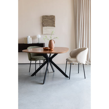 White Label Living Eettafel Chase Organisch Rond 110cm Walnoot - KwaliteitWonen.nl