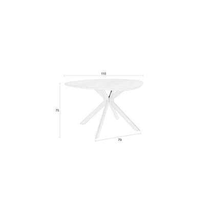 White Label Living Eettafel Chase Organisch Rond 110cm Walnoot - KwaliteitWonen.nl