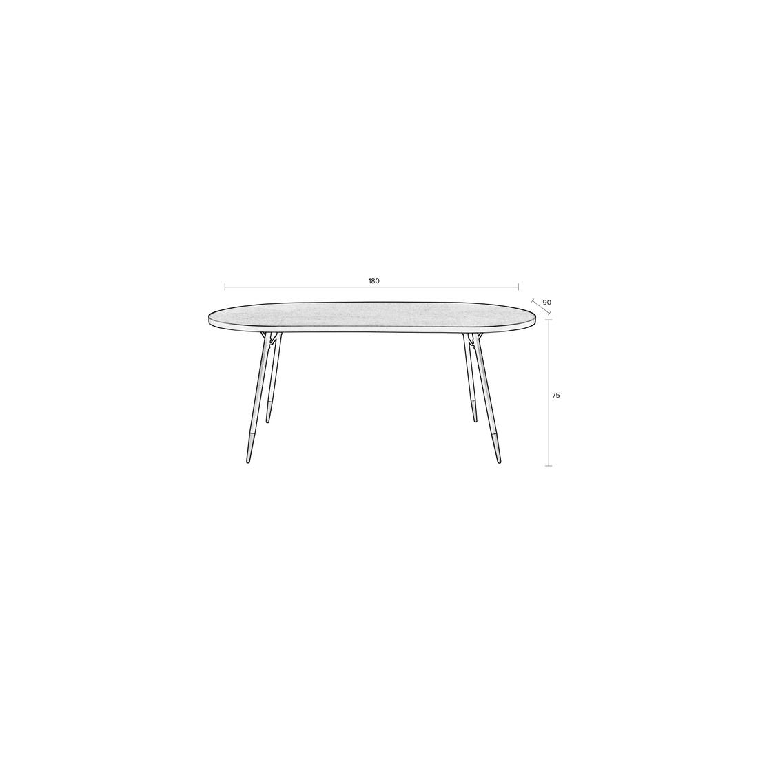 White Label Living Eettafel Denise Ovaal 180x90cm Walnoot - KwaliteitWonen.nl