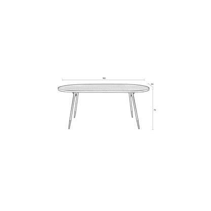 White Label Living Eettafel Denise Ovaal 180x90cm Walnoot - KwaliteitWonen.nl