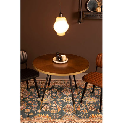 White Label Living Eettafel Denise Rond 90cm Walnoot - KwaliteitWonen.nl