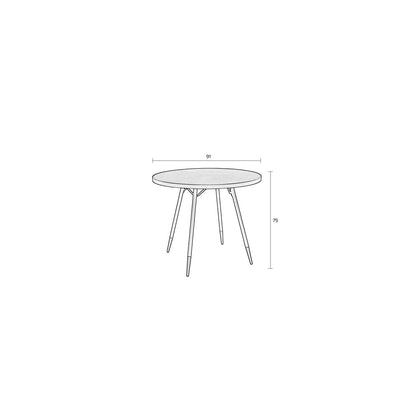 White Label Living Eettafel Denise Rond 90cm Walnoot - KwaliteitWonen.nl