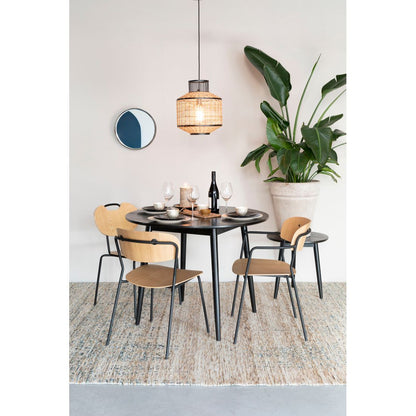 White Label Living Eettafel Fabio Rond 100cm Zwart - KwaliteitWonen.nl