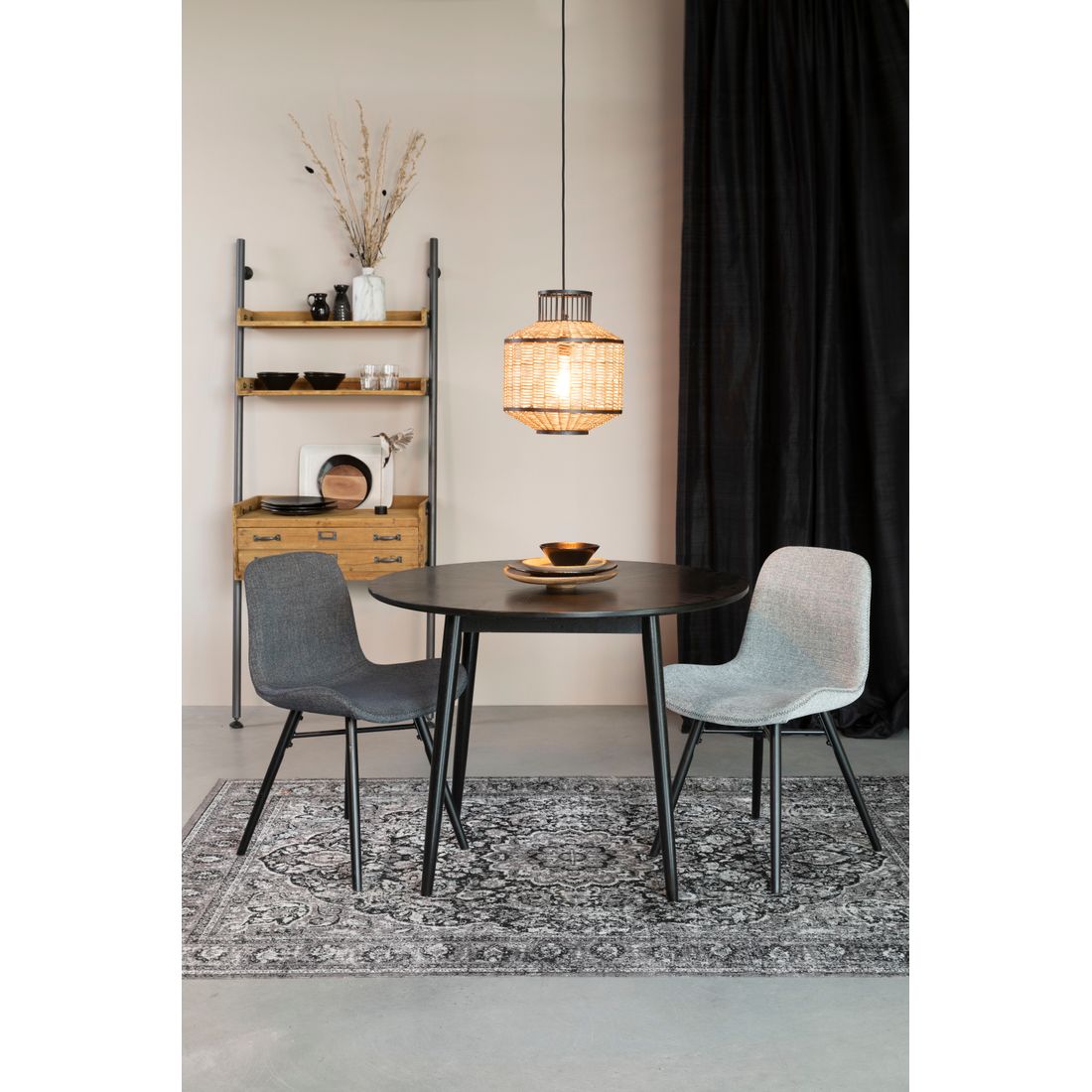 White Label Living Eettafel Fabio Rond 100cm Zwart - KwaliteitWonen.nl
