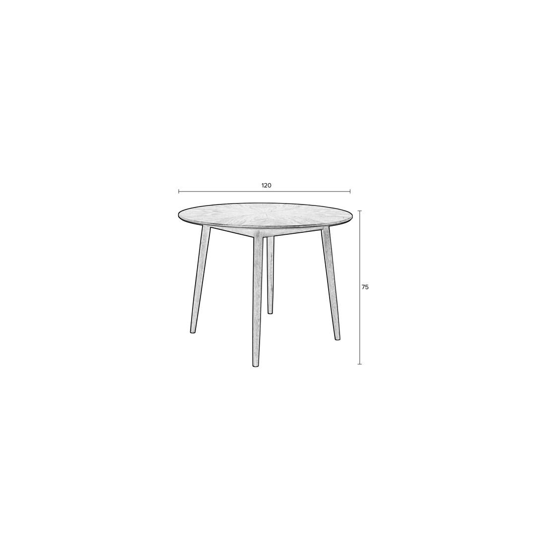 White Label Living Eettafel Fabio Rond 120cm Naturel - KwaliteitWonen.nl