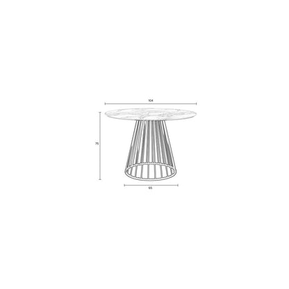 White Label Living Eettafel Floris Rond 100cm Marmerlook - KwaliteitWonen.nl