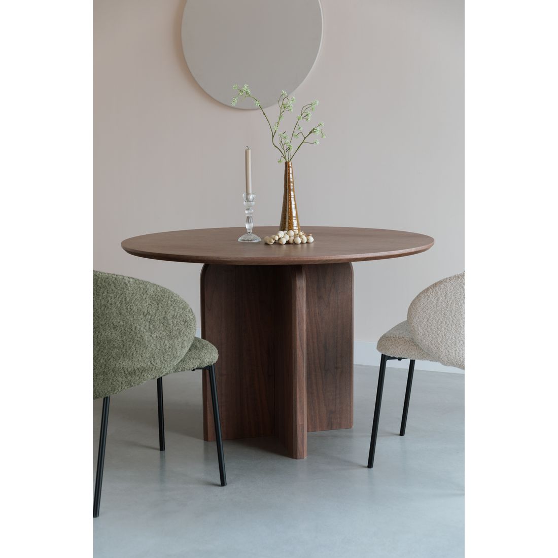 White Label Living Eettafel Laurent Rond 120cm Walnoot - KwaliteitWonen.nl