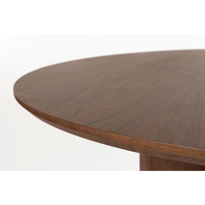 White Label Living Eettafel Laurent Rond 120cm Walnoot - KwaliteitWonen.nl