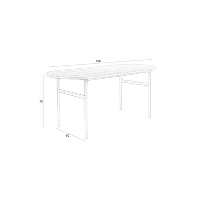 White Label Living Eettafel Marcio 180x80cm Zwart - KwaliteitWonen.nl