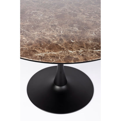 White Label Living Eettafel Maru Rond 110cm Bruin Marmerlook - KwaliteitWonen.nl