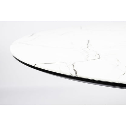 White Label Living Eettafel Maru Rond 110cm Wit Marmerlook - KwaliteitWonen.nl