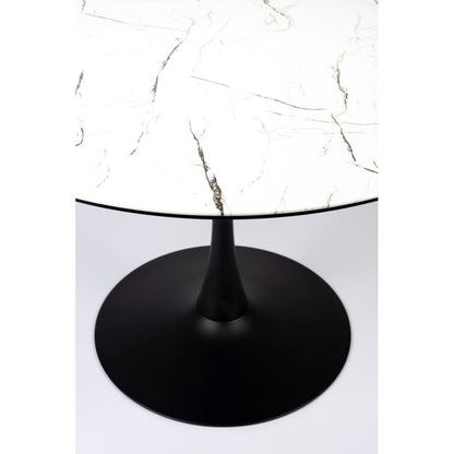 White Label Living Eettafel Maru Rond 110cm Wit Marmerlook - KwaliteitWonen.nl