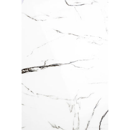 White Label Living Eettafel Maru Rond 110cm Wit Marmerlook - KwaliteitWonen.nl