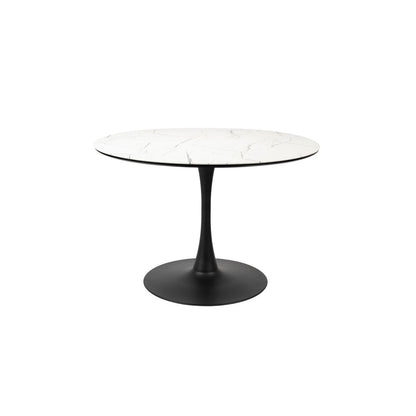 White Label Living Eettafel Maru Rond 110cm Wit Marmerlook - KwaliteitWonen.nl
