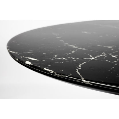 White Label Living Eettafel Maru Rond 110cm Zwart Marmerlook - KwaliteitWonen.nl