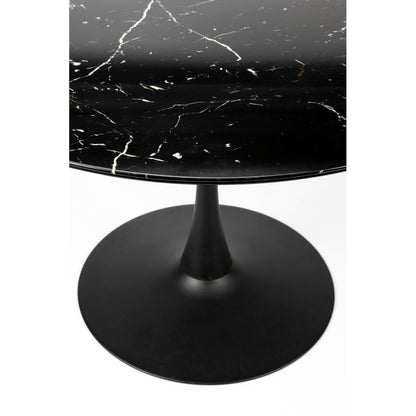 White Label Living Eettafel Maru Rond 110cm Zwart Marmerlook - KwaliteitWonen.nl