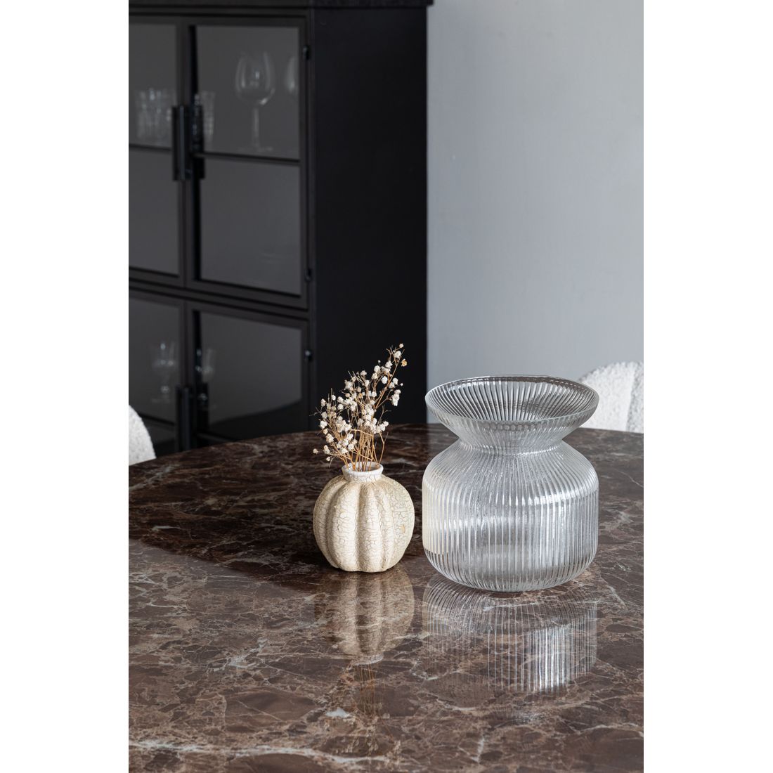 White Label Living Eettafel Maru Rond 110cm Zwart Marmerlook - KwaliteitWonen.nl