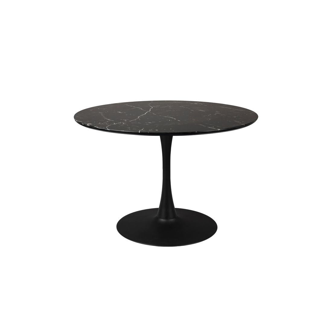 White Label Living Eettafel Maru Rond 110cm Zwart Marmerlook - KwaliteitWonen.nl