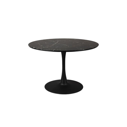 White Label Living Eettafel Maru Rond 110cm Zwart Marmerlook - KwaliteitWonen.nl