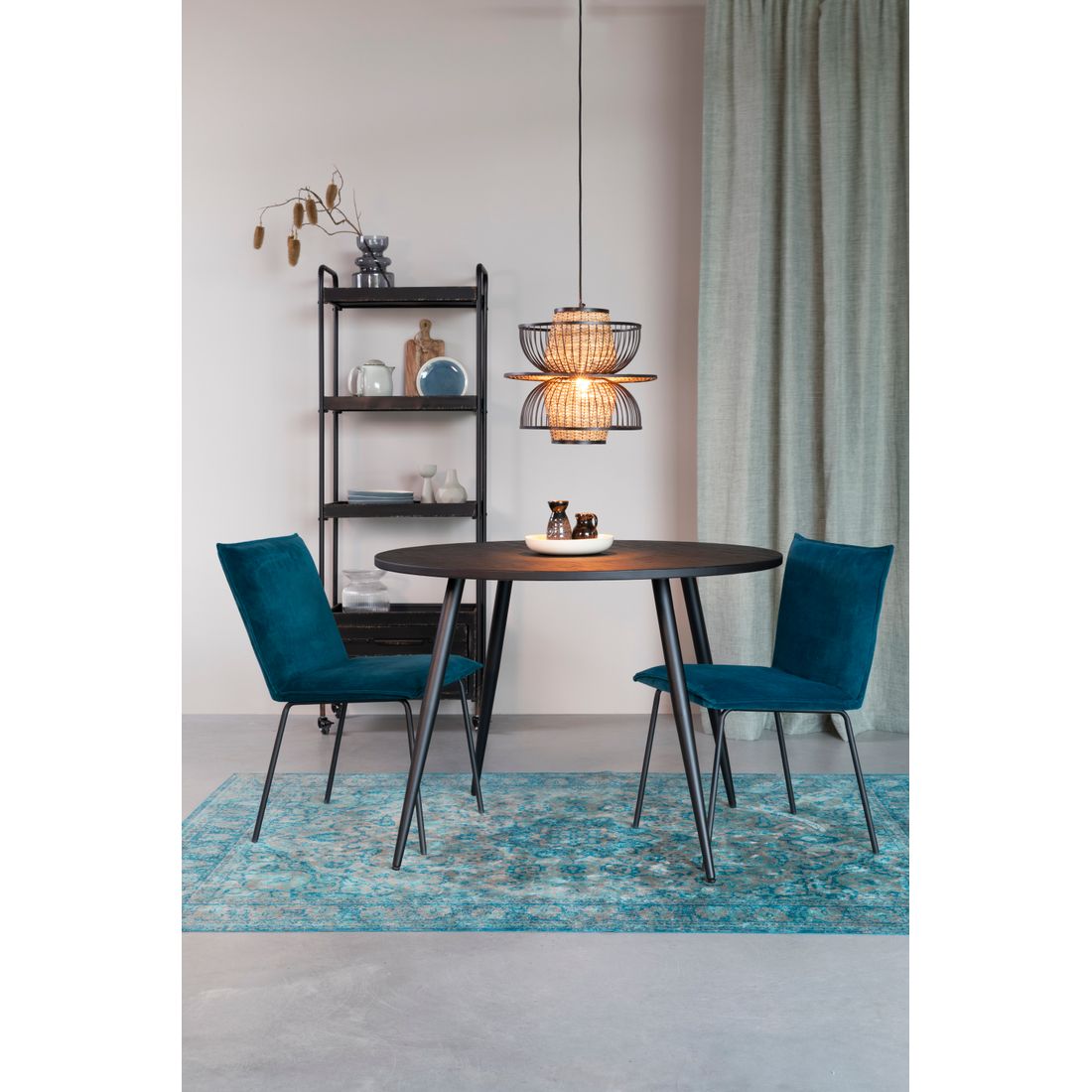 White Label Living Eettafel Mo Rond 110cm Zwart - KwaliteitWonen.nl