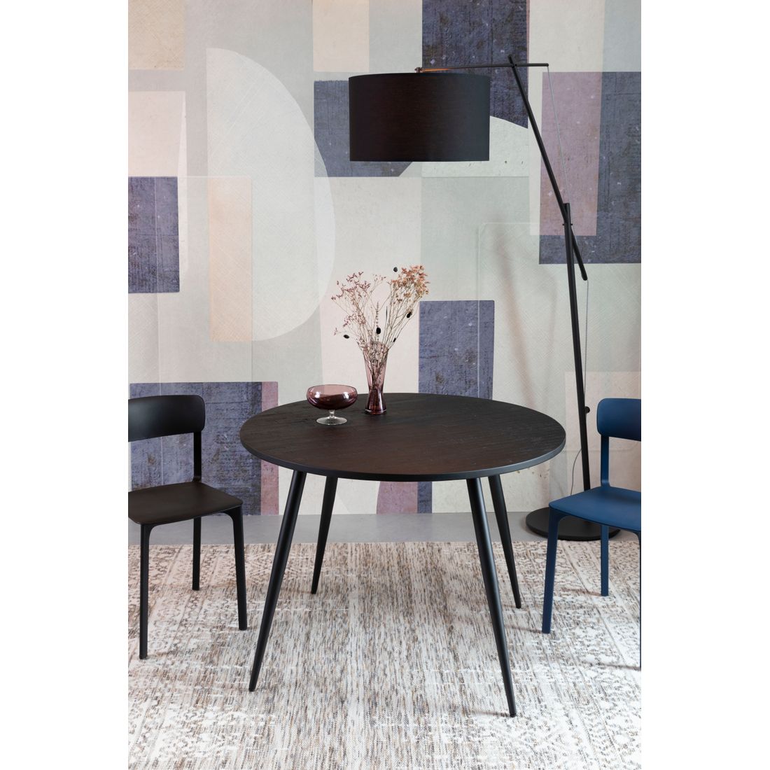 White Label Living Eettafel Mo Rond 110cm Zwart - KwaliteitWonen.nl