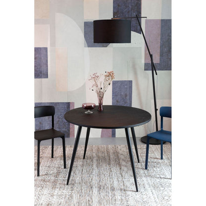 White Label Living Eettafel Mo Rond 110cm Zwart - KwaliteitWonen.nl