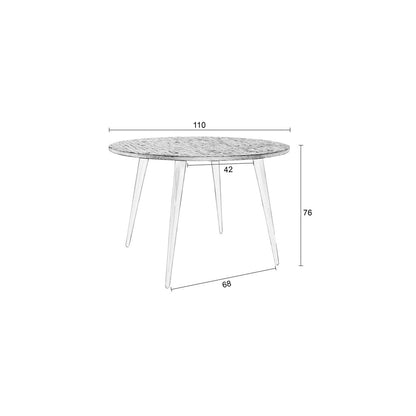 White Label Living Eettafel Mo Rond 110cm Zwart - KwaliteitWonen.nl