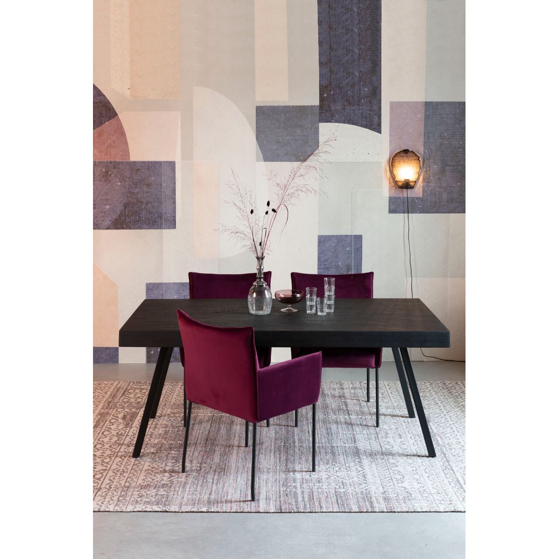 White Label Living Eettafel Suri 220x100cm Zwart - KwaliteitWonen.nl