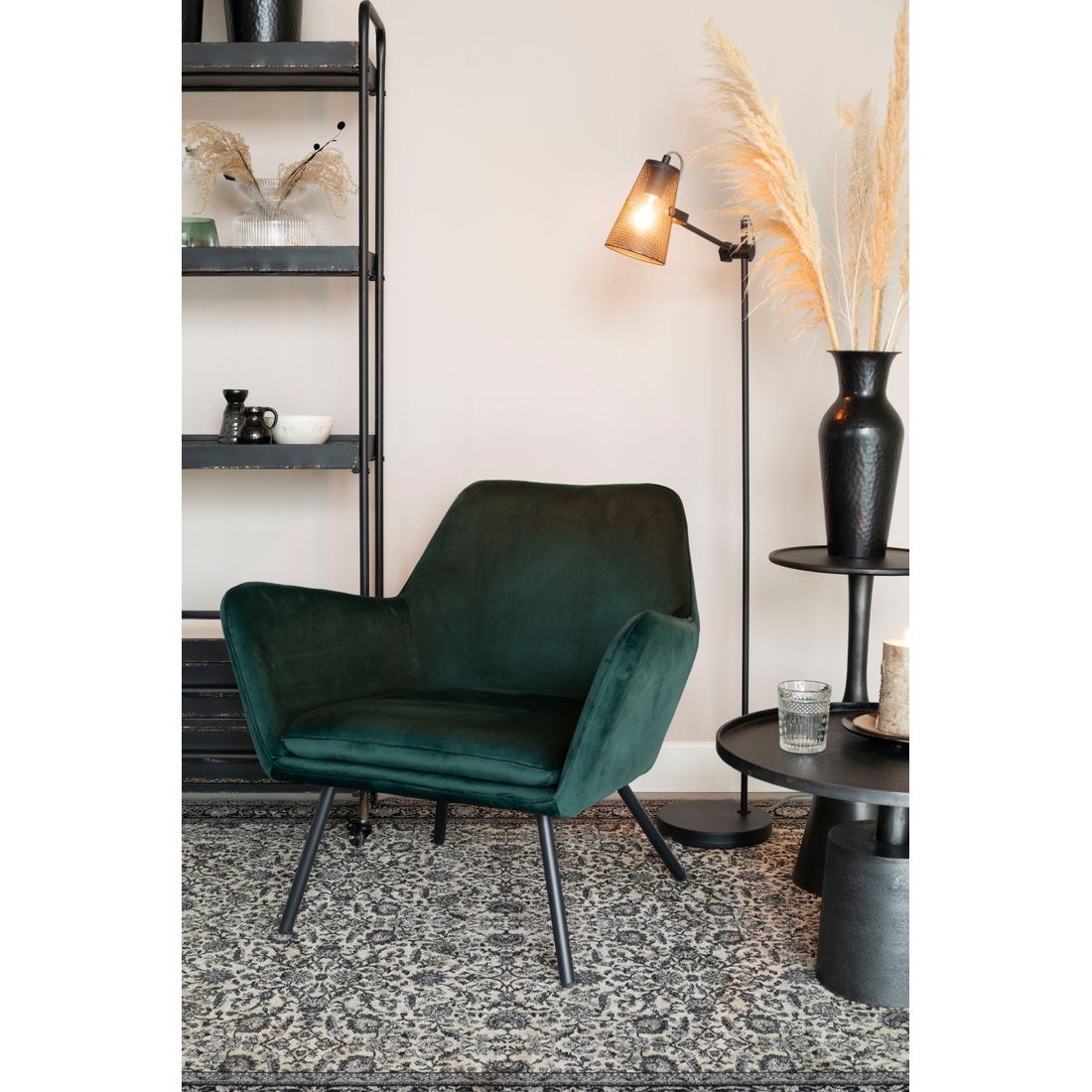 White Label Living Fauteuil Bon Velvet Groen - KwaliteitWonen.nl