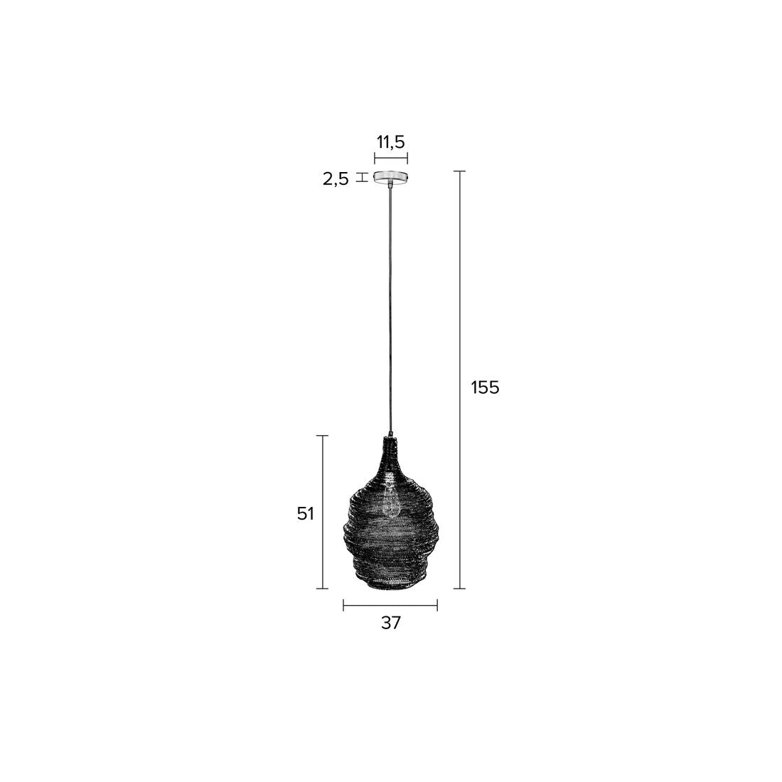 White Label Living Hanglamp Lena Zwart M - KwaliteitWonen.nl