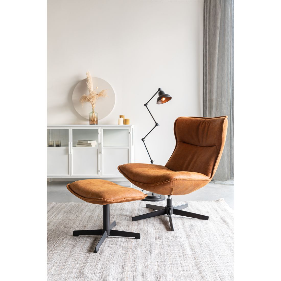 White Label Living Hocker John Cognac - KwaliteitWonen.nl