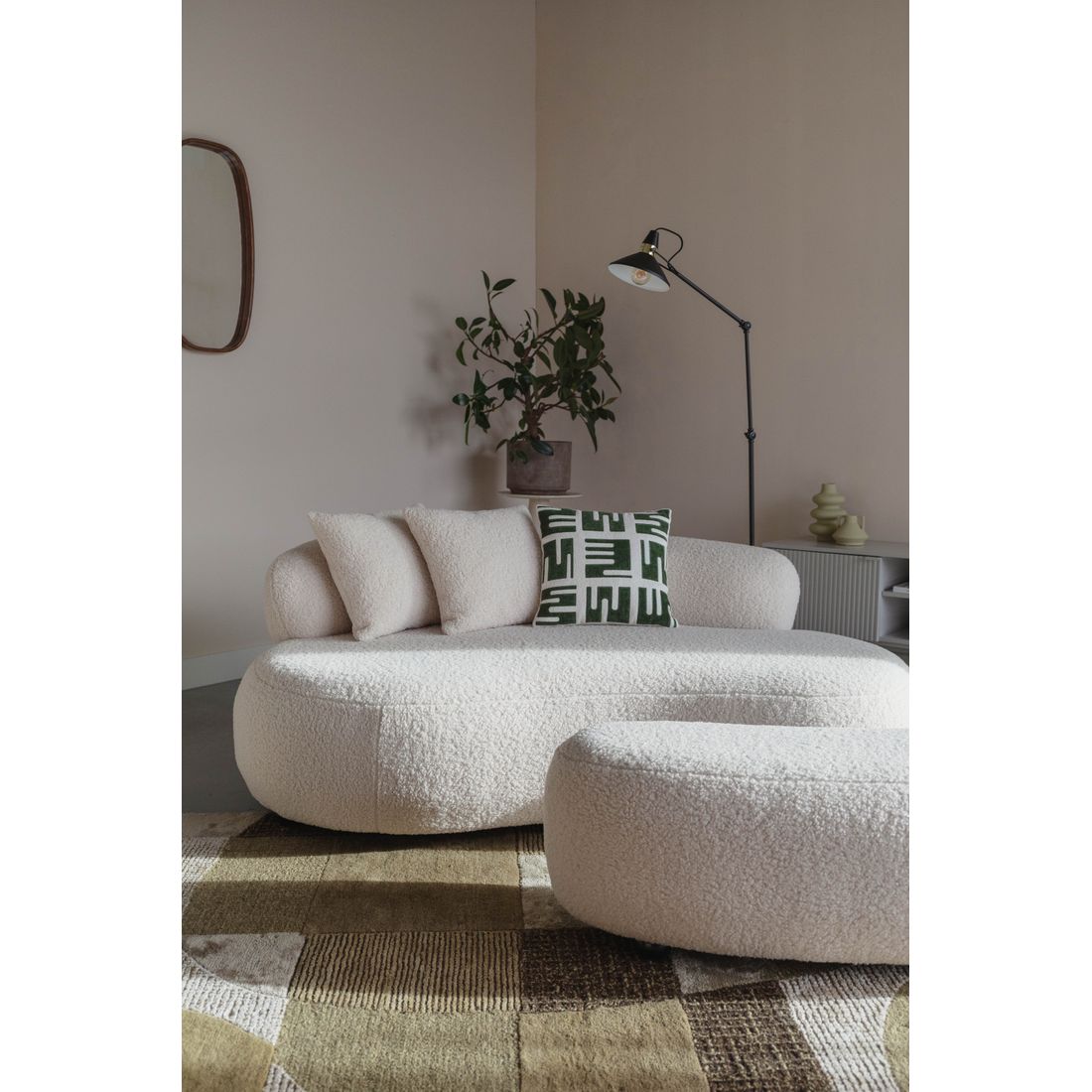 White Label Living Hocker Noxx Teddy Wit - KwaliteitWonen.nl