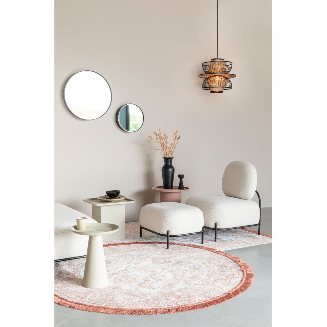 White Label Living Hocker Polly Teddy Wit - KwaliteitWonen.nl