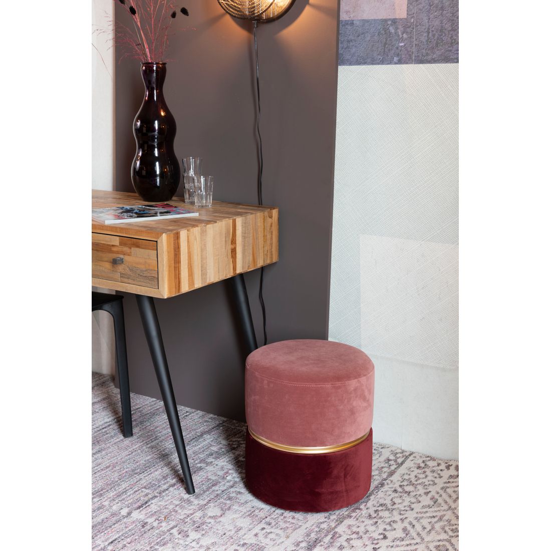 White Label Living Poef Bubbly Rood Roze - KwaliteitWonen.nl