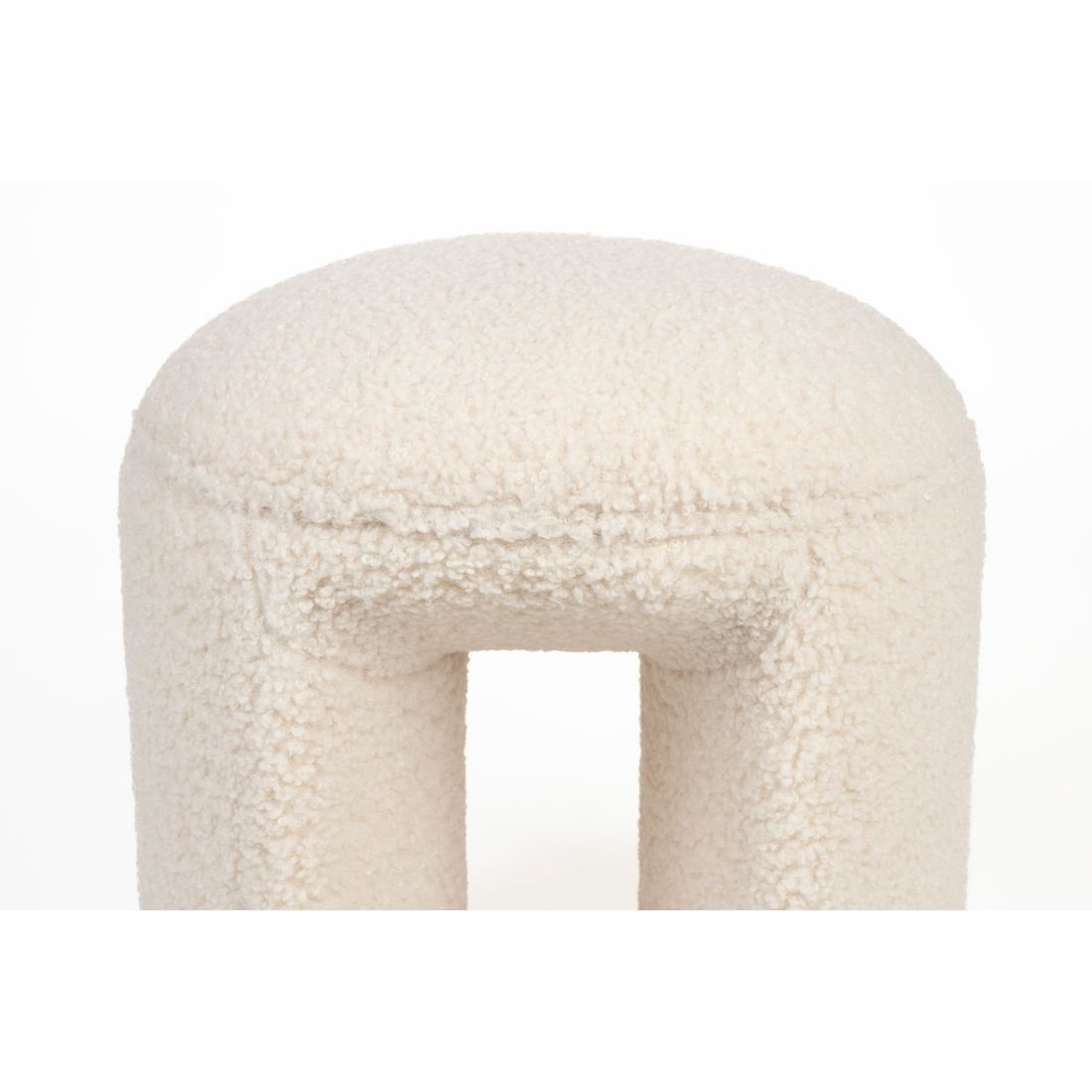 White Label Living Poef Noxx Teddy Wit - KwaliteitWonen.nl