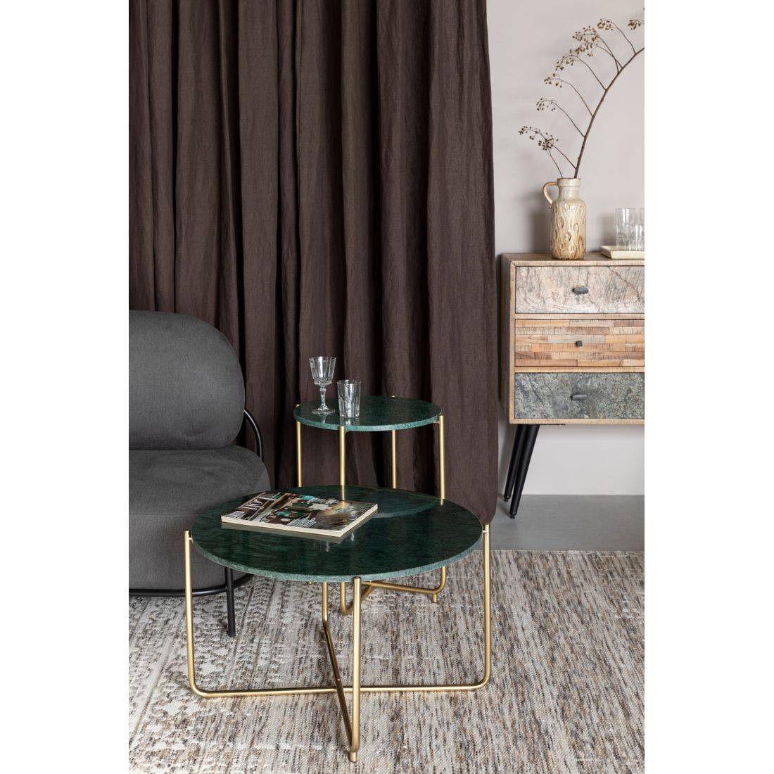 White Label Living Salontafel Timpa Marmer Groen - KwaliteitWonen.nl