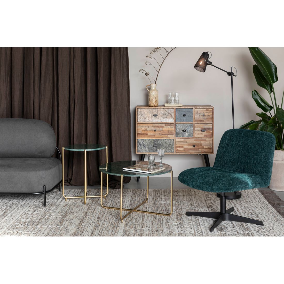 White Label Living Salontafel Timpa Marmer Groen - KwaliteitWonen.nl