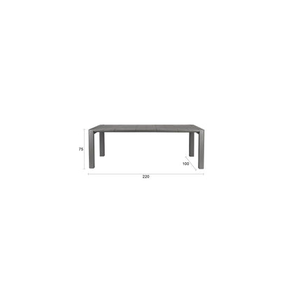 White Label Living Tuintafel Alban 220x100cm Grijs - KwaliteitWonen.nl