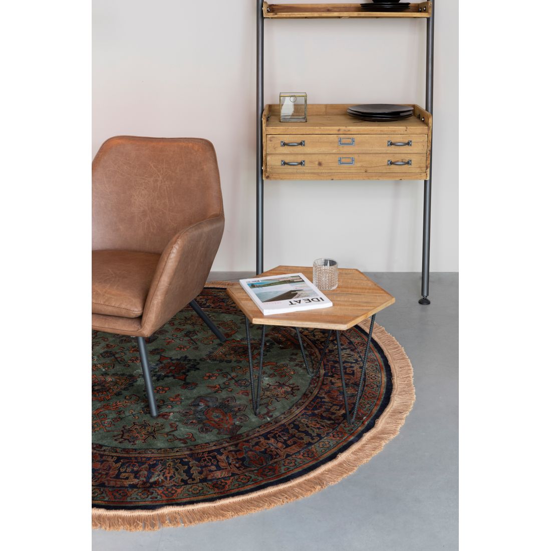 White Label Living Vloerkleed Raz Rond 160cm Groen - KwaliteitWonen.nl