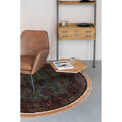 White Label Living Vloerkleed Raz Rond 160cm Groen - KwaliteitWonen.nl