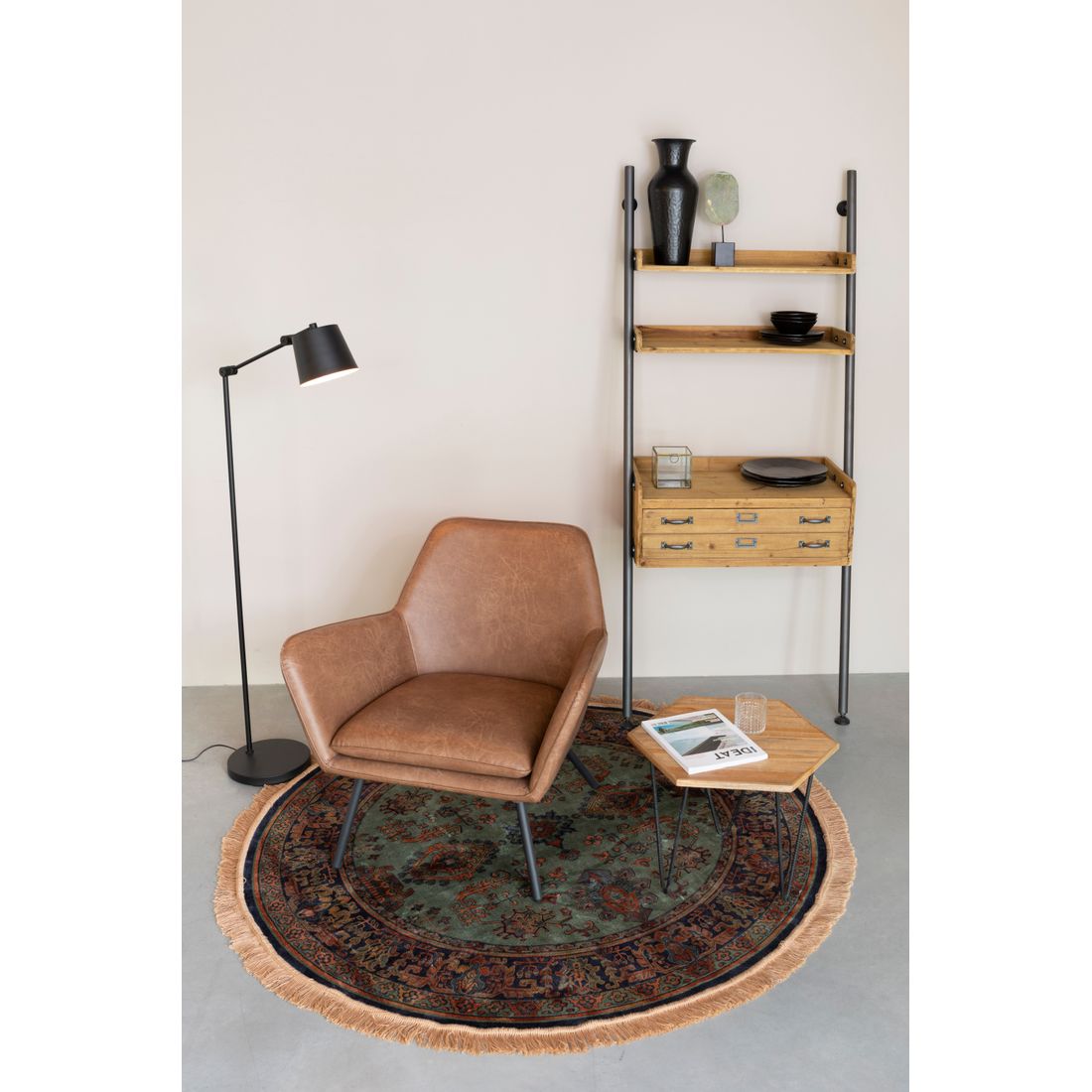White Label Living Vloerkleed Raz Rond 160cm Groen - KwaliteitWonen.nl