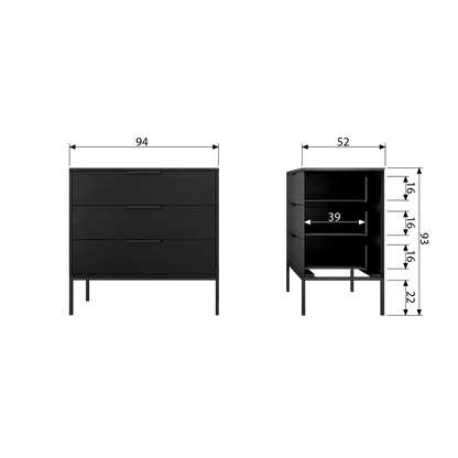 Woood Adam Dressoir Ladekast Grenen Zwart [Fsc] - KwaliteitWonen.nl